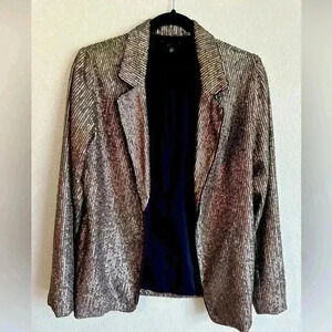 Drew Womens Sequin Blazer Jacket Size S Sparkly‎ Glitter Concert Party Gold
